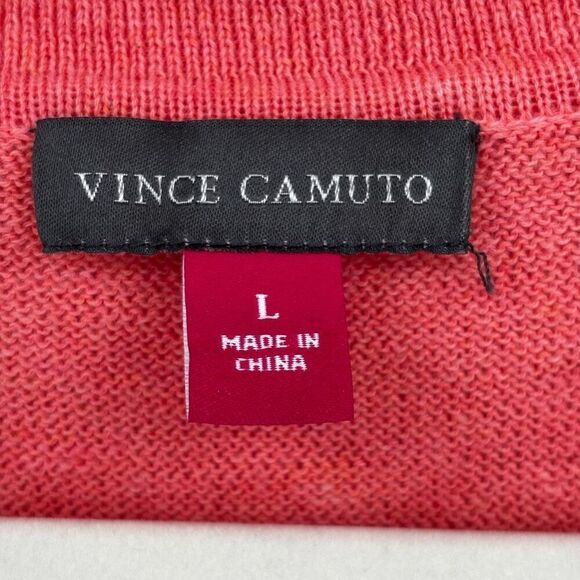Vince Camuto V-neck Collared Sweater Ocean Coral Size Large NWT - Picture 2 of 10